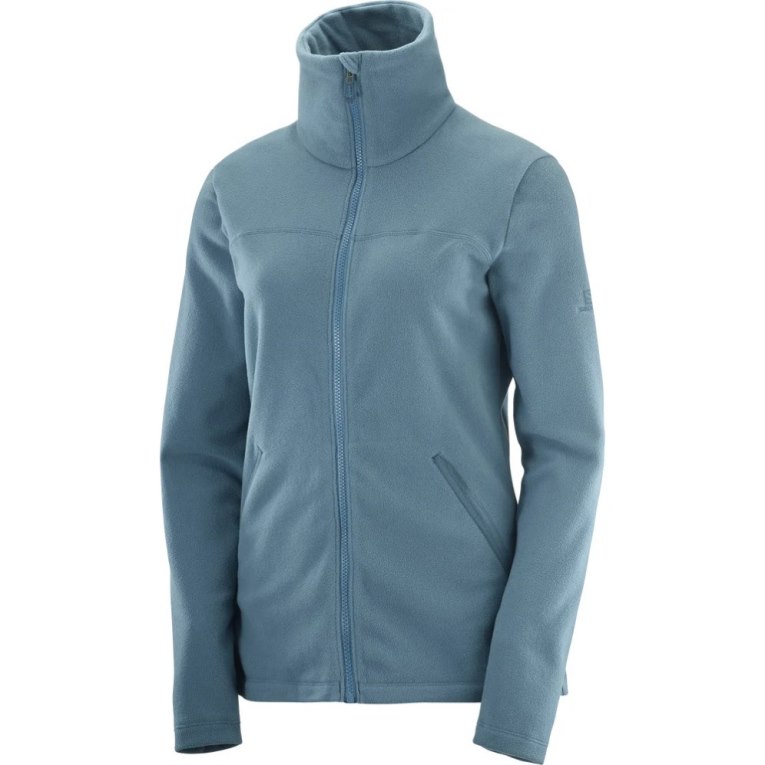 Chaquetas Salomon Essential Cosy Fleece Full Zip Mujer Turquesa | MX FOTS698